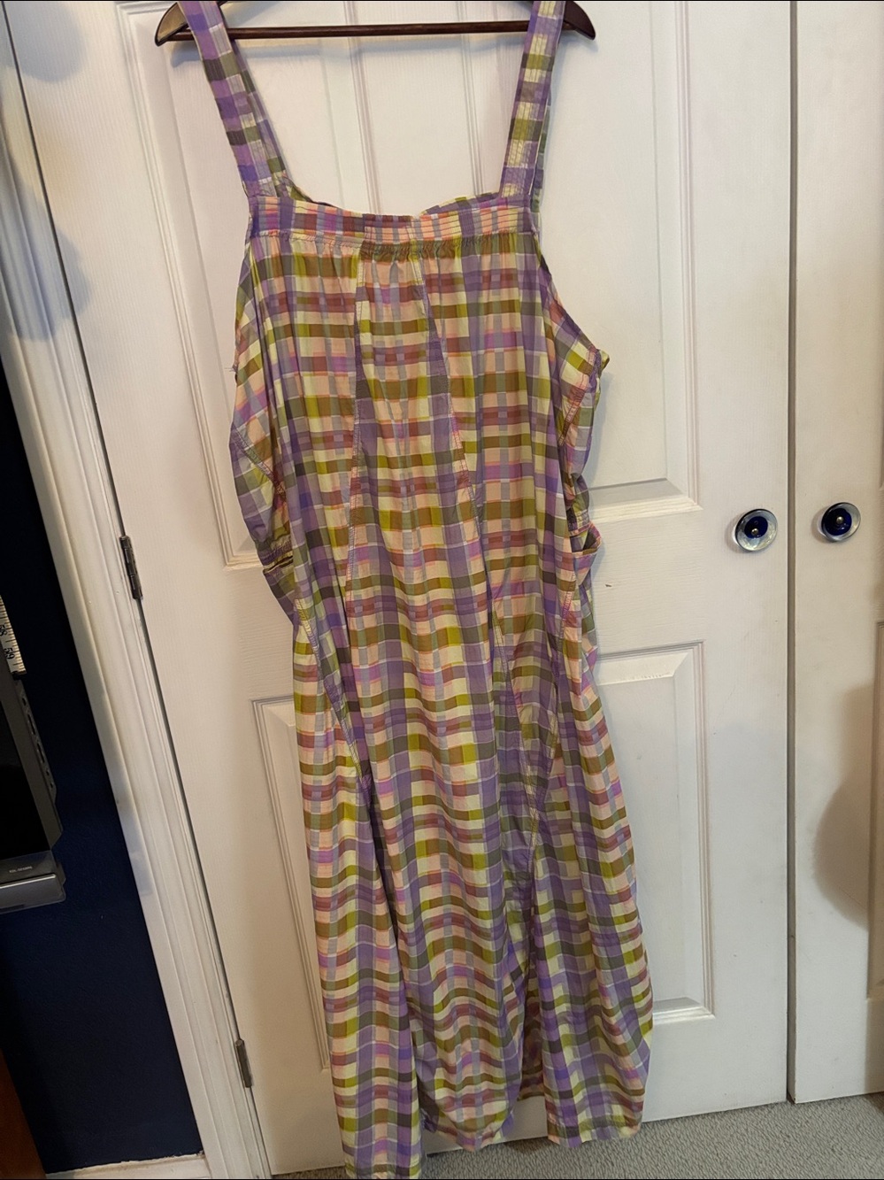 Anthropologie EVEVEST MIDI DRESS purple pink plaid XL - Picture 9 of 14